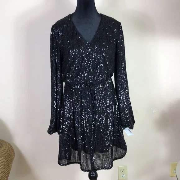 NEW Piombo Black Sequent Dress - Picture 2 of 10